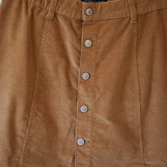 Boho Corduroy Button Front Skirt Mini Sz 29 Camel Retro 70s Cowgirl Western - Picture 4 of 13